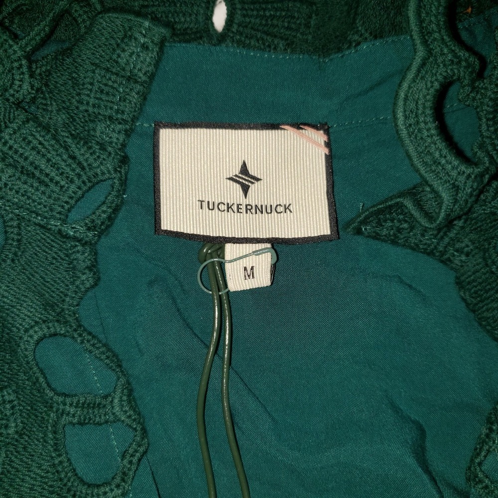 TUCKERNUCK Green Lace Palmerston Dress Size M Eyelet Ruffle Collar NWT - Picture 14 of 16